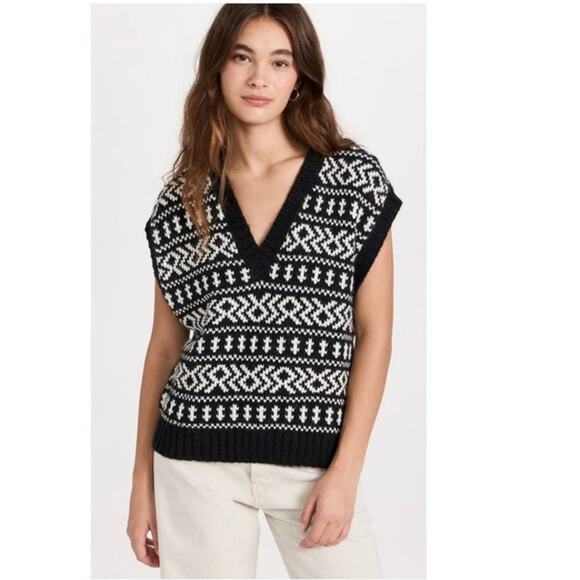 The Great sweater vest small NWT Geo Fair Isle Alpaca soft Southwestern neutrals - Picture 1 of 9